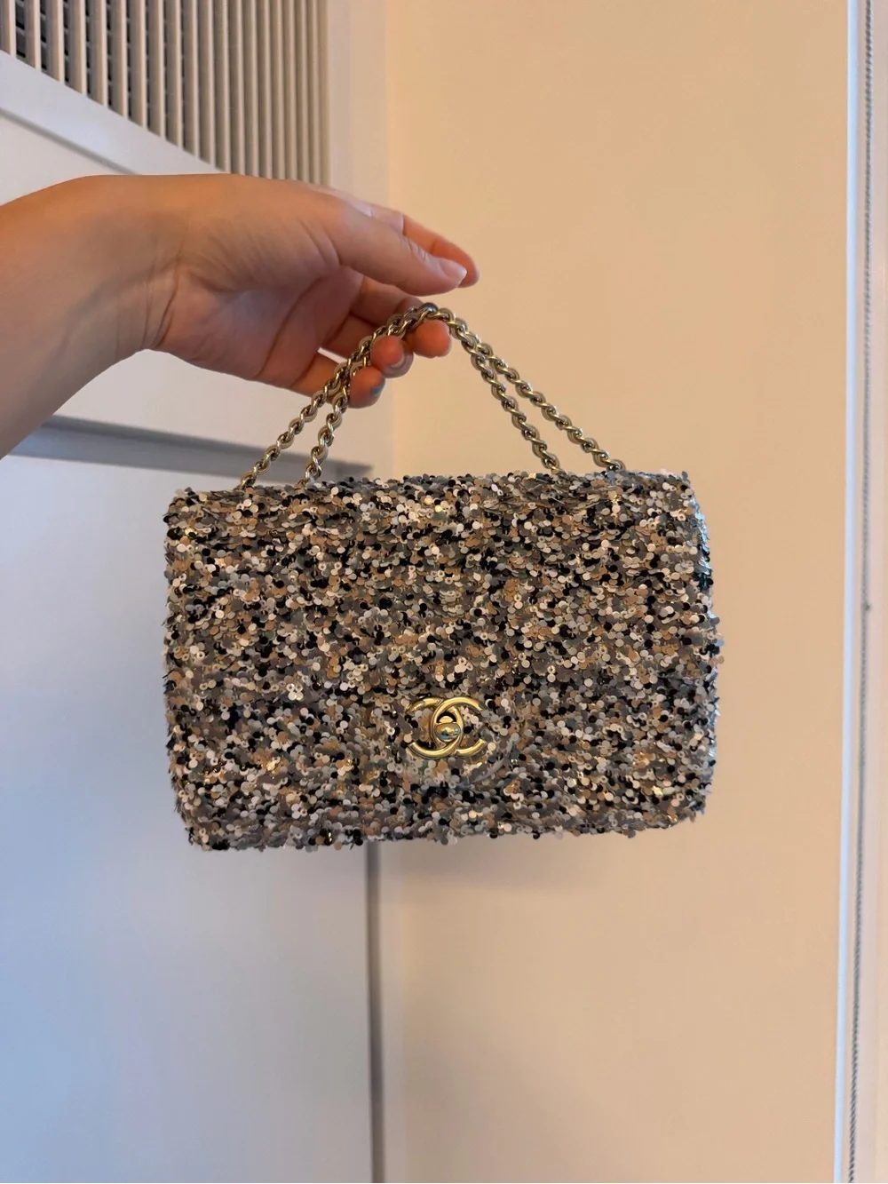 Chanel 26P Sequin Chain Shoulder Bag - Gold Hardware, Multicolor